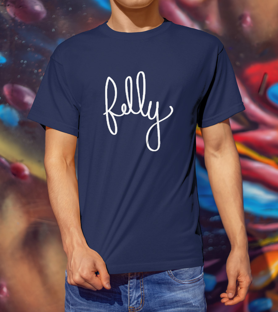 Felly Handwritten Script Navy T-Shirt