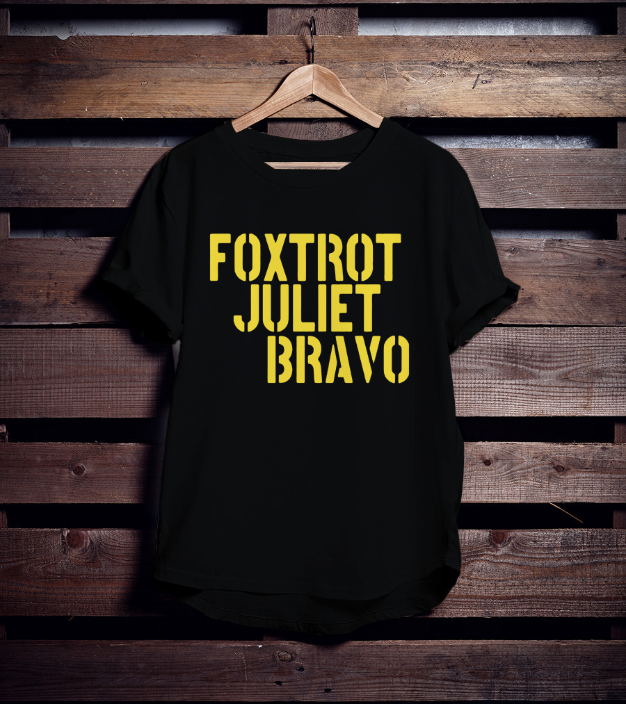 Foxtrot Juliet Bravo Military Style Yellow Text Longsleeve T-Shirt
