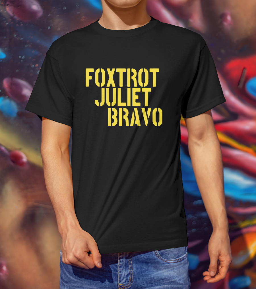 Foxtrot Juliet Bravo Military Style Yellow Text Longsleeve T-Shirt
