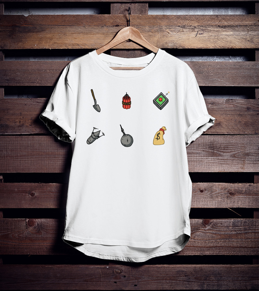 Among Us Shop Shovel Dynamite Detonator Missile Wrecking Ball Money Bag T-Shirt