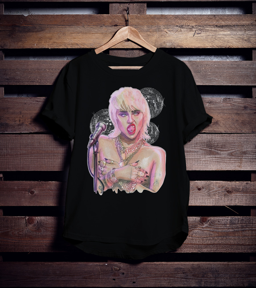 Miley Cyrus Disco Microphone Chains T-Shirt