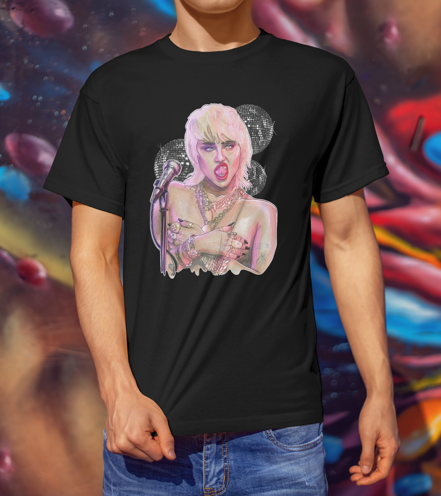 Miley Cyrus Disco Microphone Chains T-Shirt
