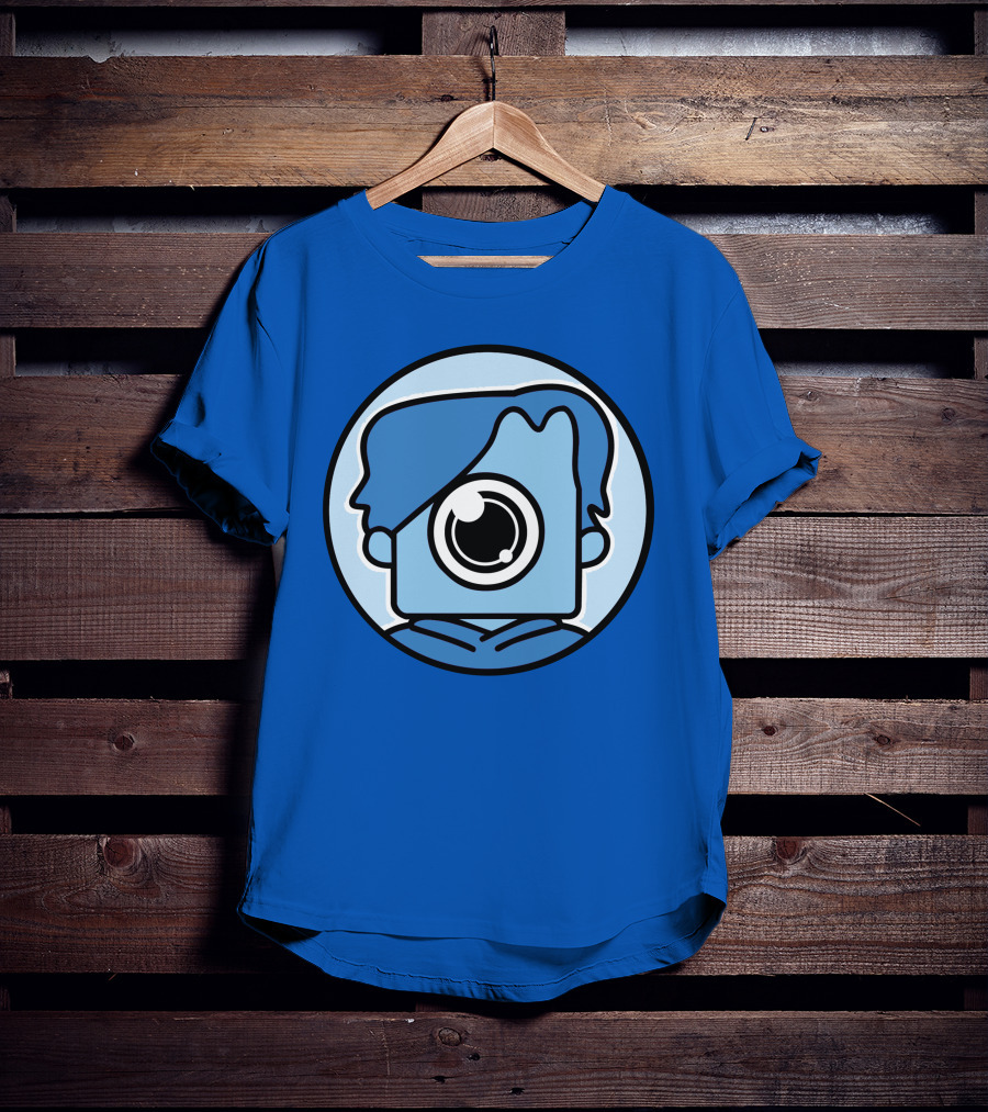 NewScapePro Blue Circle Cartoon Character With Camera Eye T-Shirt