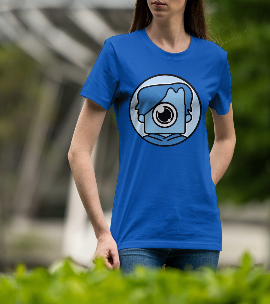 NewScapePro Blue Circle Cartoon Character With Camera Eye T-Shirt