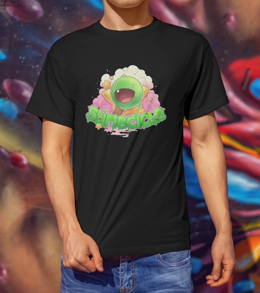 Slimecicle Cute Starry Green Slime Character T-Shirt