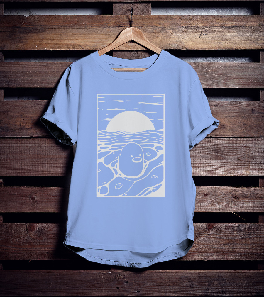 Tubbo By The Sea Shop Duck Sunset Ocean Waves T-Shirt