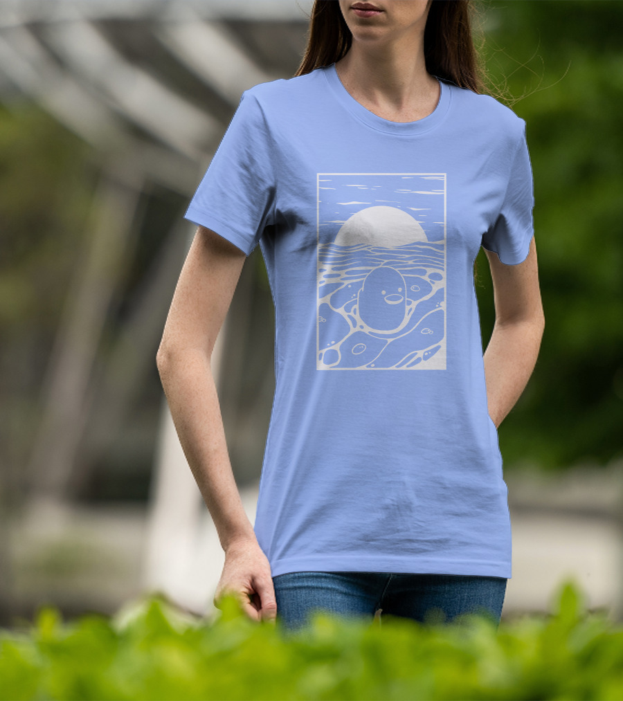 Tubbo By The Sea Shop Duck Sunset Ocean Waves T-Shirt