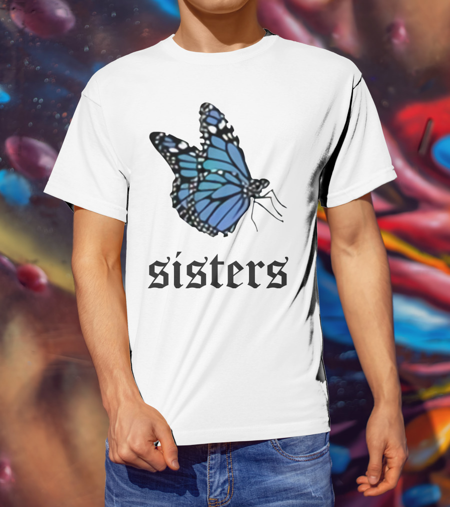 Sisters Blue Butterfly T-Shirt