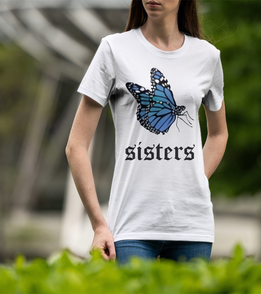 Sisters Blue Butterfly T-Shirt