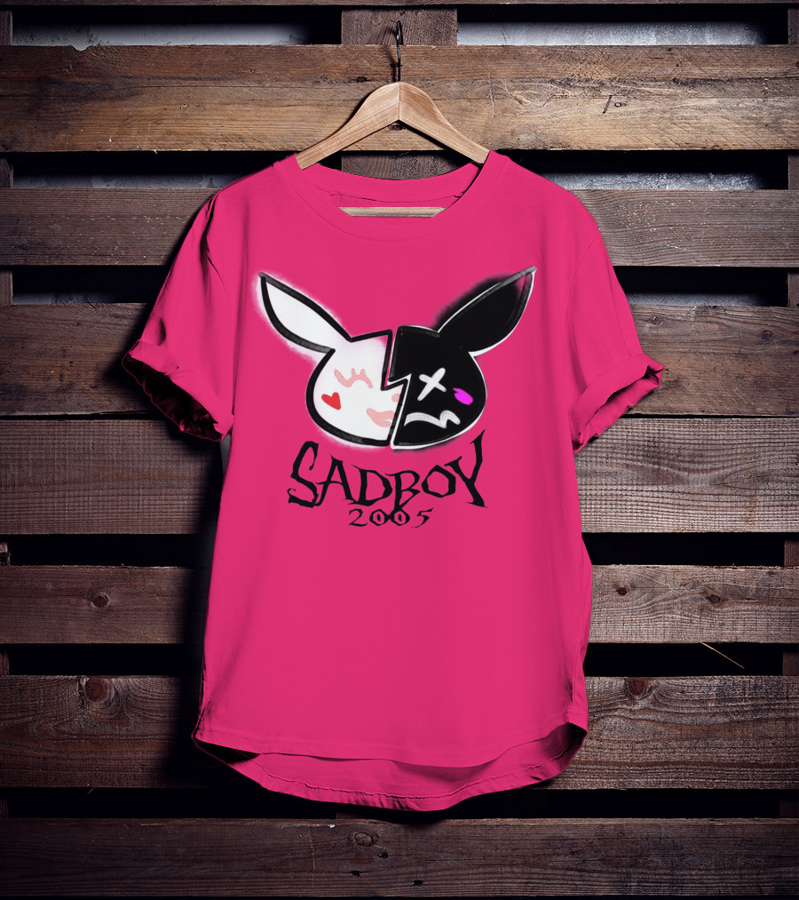 SADBOY 2005 Bunny Logo Pink Background T-Shirt