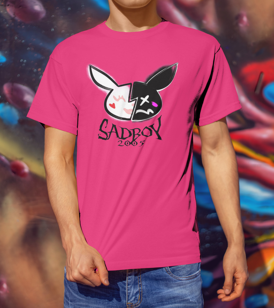 SADBOY 2005 Bunny Logo Pink Background T-Shirt