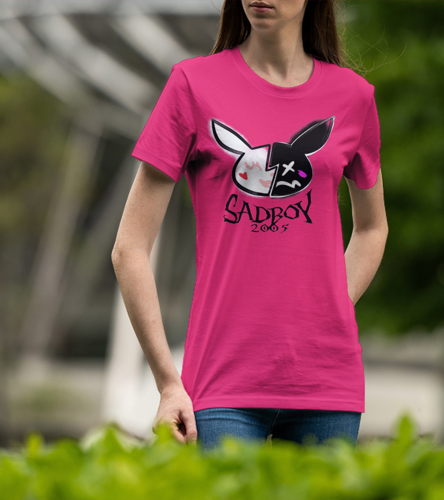 SADBOY 2005 Bunny Logo Pink Background T-Shirt