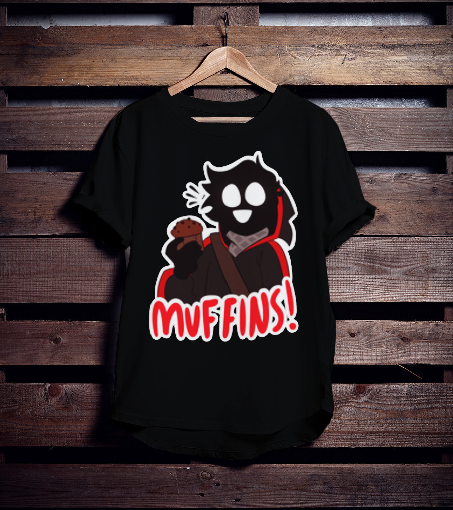 Muffins Character Holding Muffin With Red Outline T-Shirt