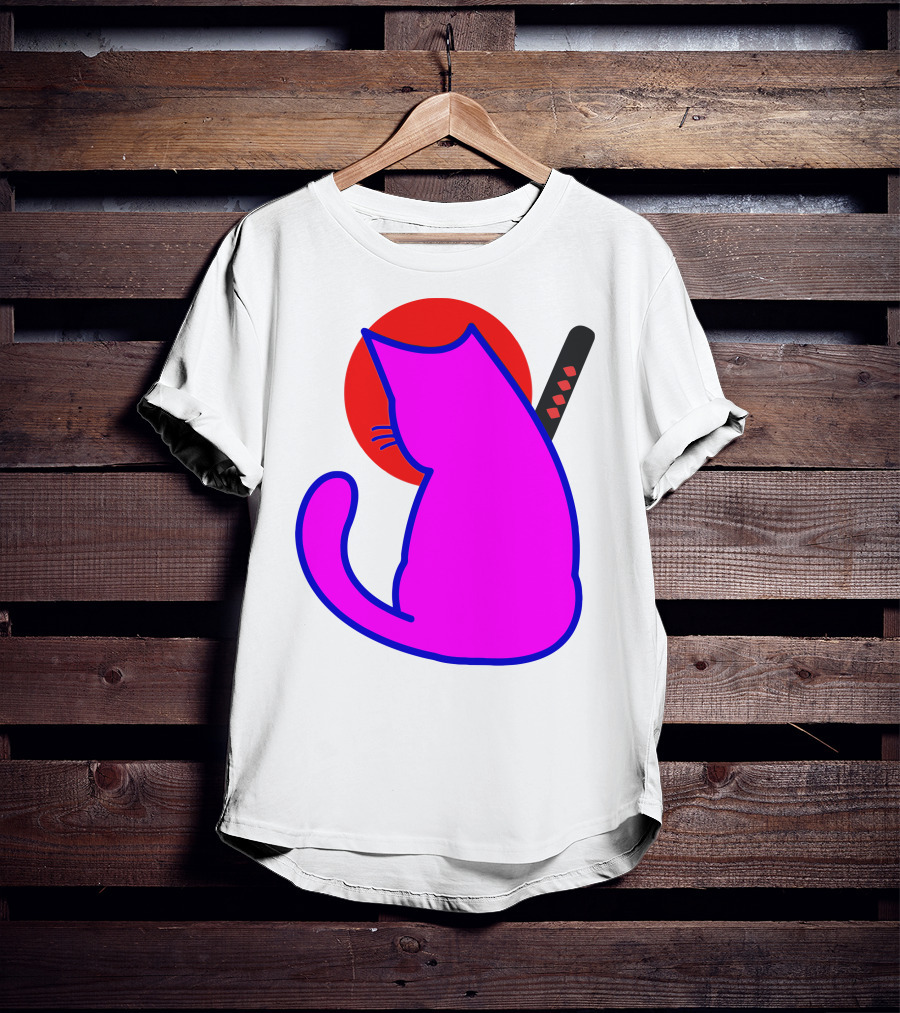 Sodapoppin Merch Pink Cat Samurai Sun T-Shirt