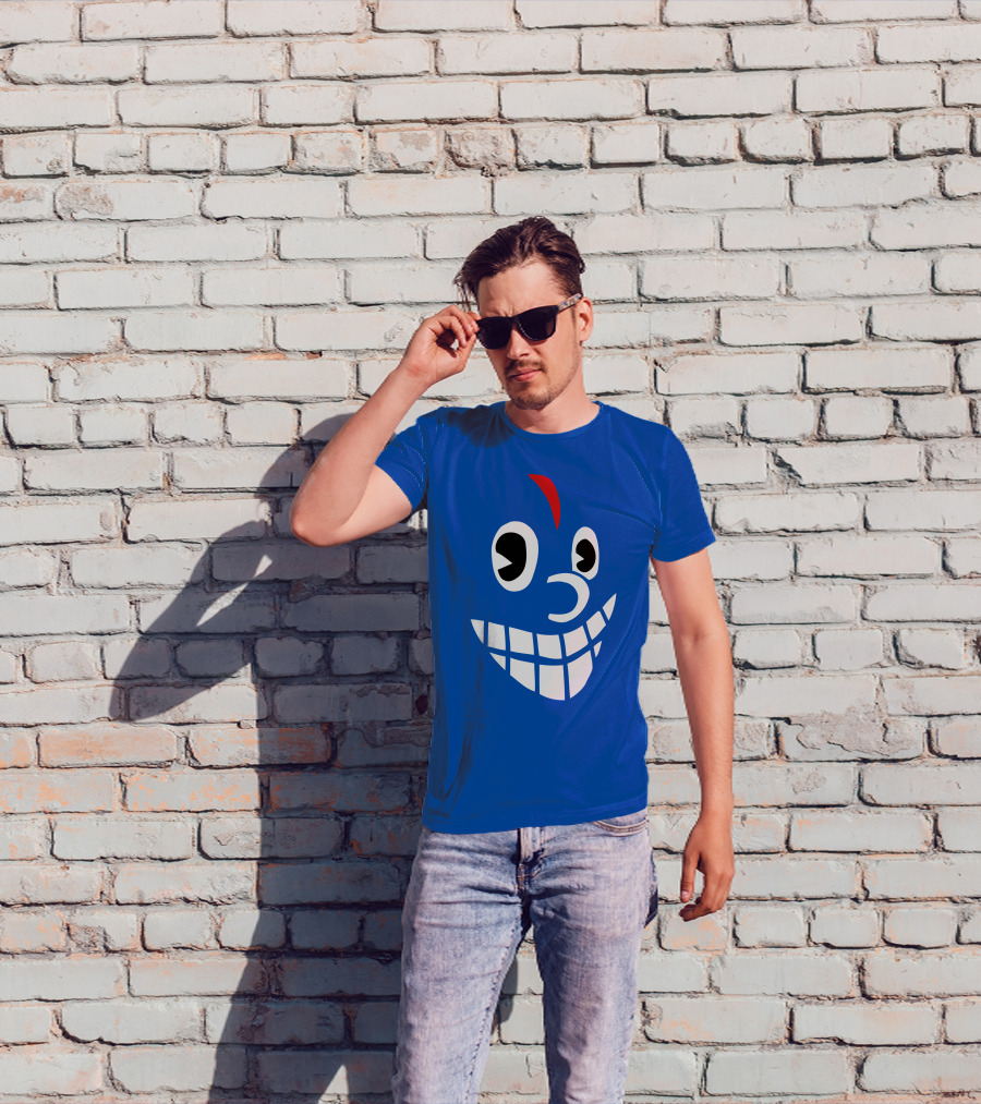 Lil Darkie Merch Blue Face Grin Red Accent T-Shirt