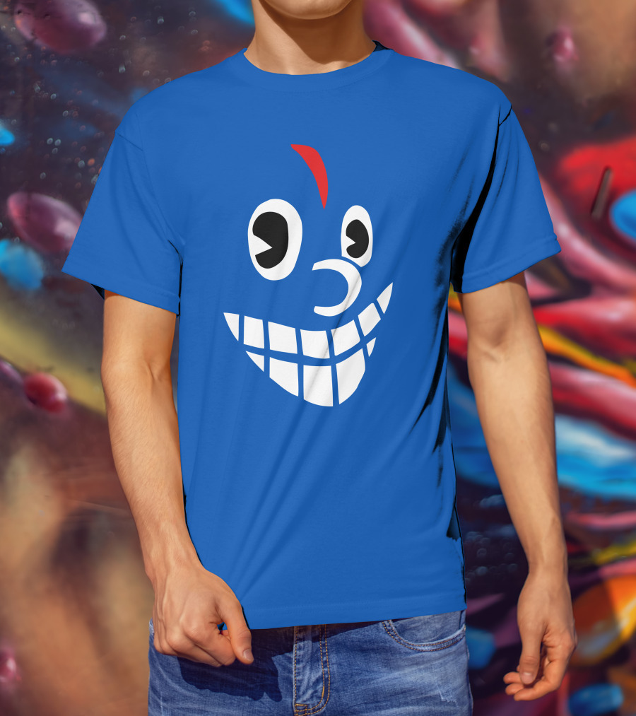 Lil Darkie Merch Blue Face Grin Red Accent T-Shirt