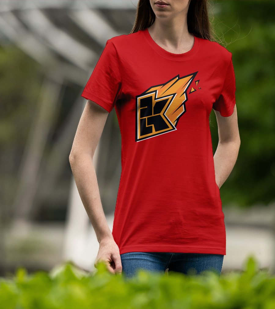Kwebbelkop Merch Orange K Logo With Flame Effect T-Shirt