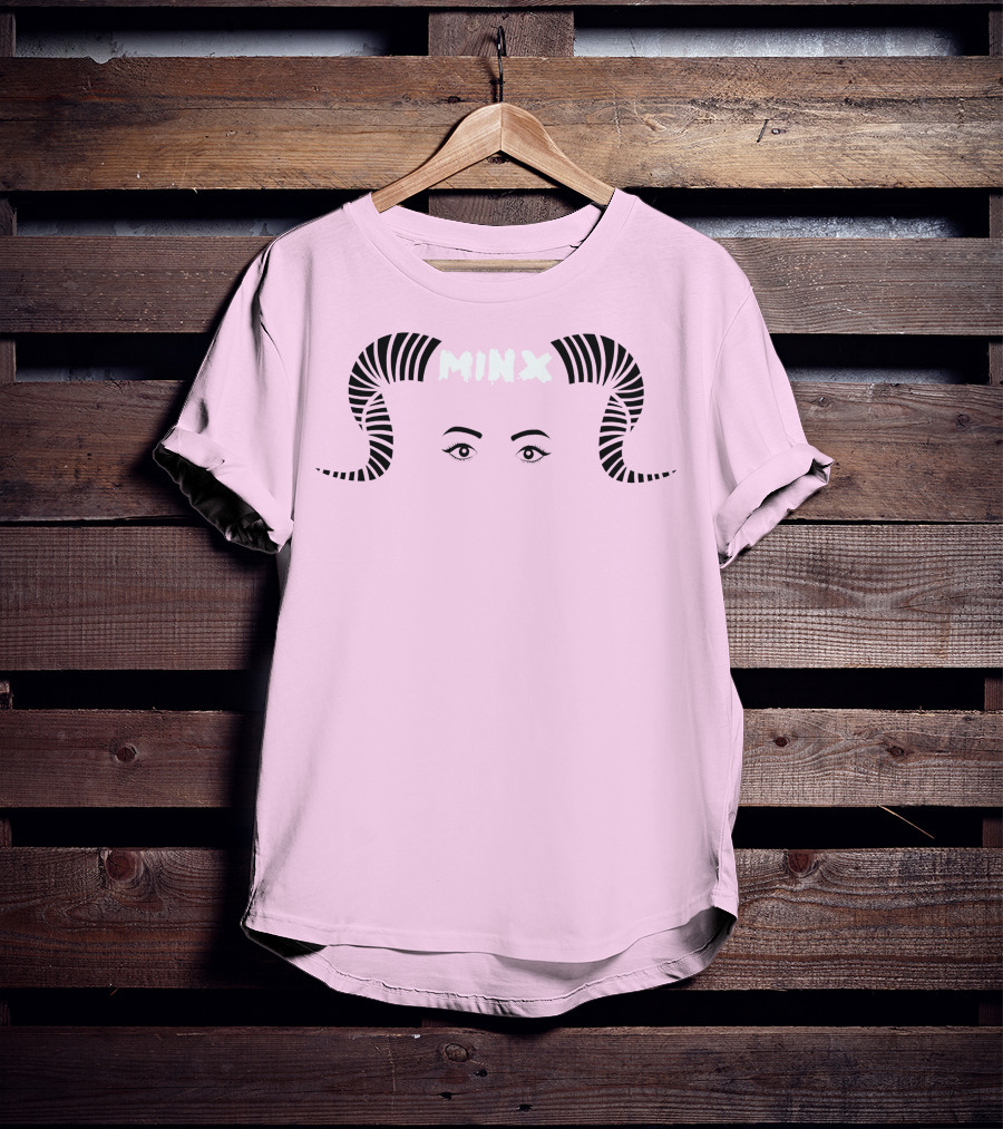 MINX Horned Eyebrow Expression Pink T-Shirt