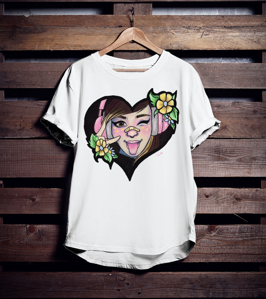 Digitalprincxss Heart Headphones And Flower T-Shirt
