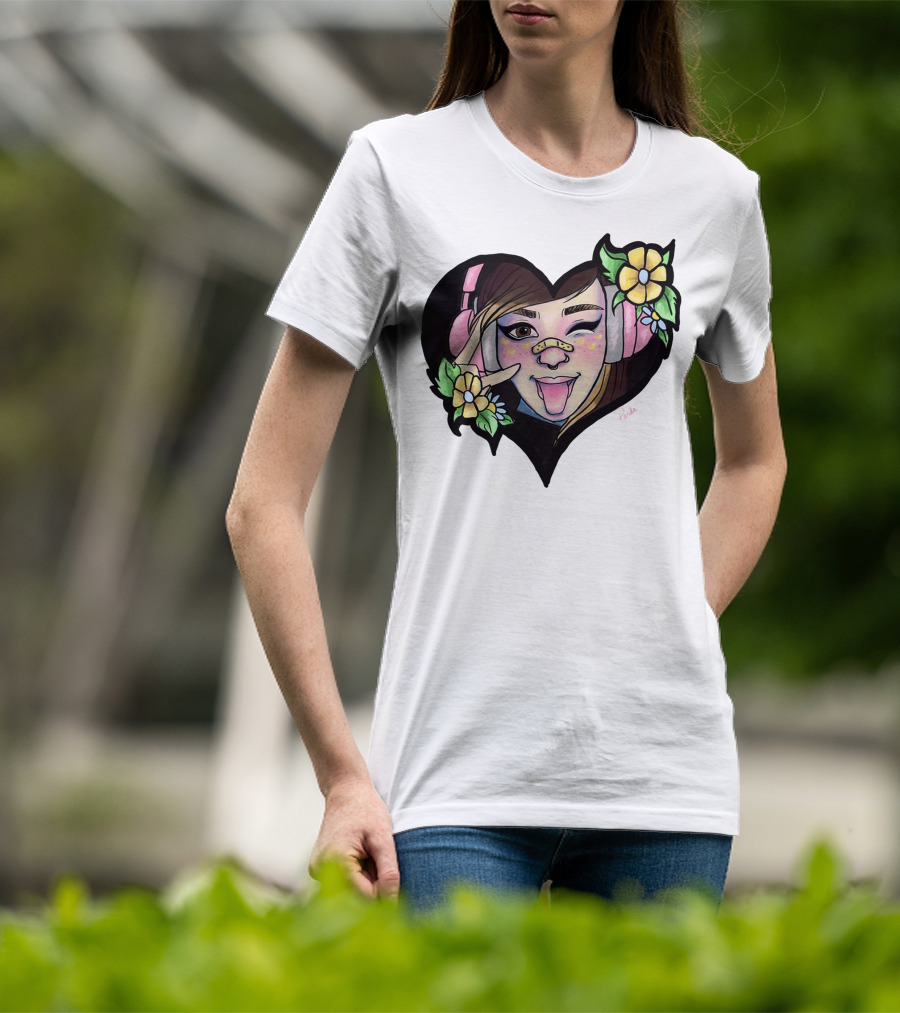 Digitalprincxss Heart Headphones And Flower T-Shirt