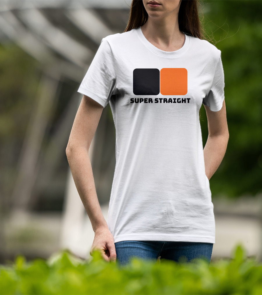Super Straight Black Orange Square T-Shirt