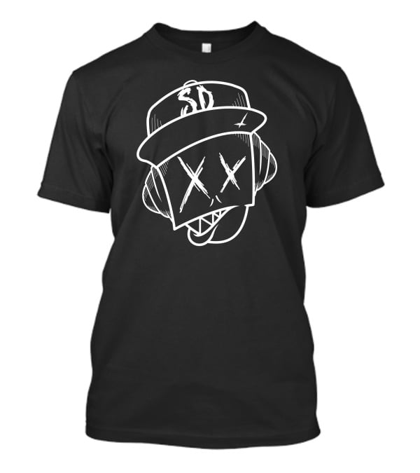 SD SubDocta Graffiti Style Cartoon Face With Hat And Headphones T-Shirt