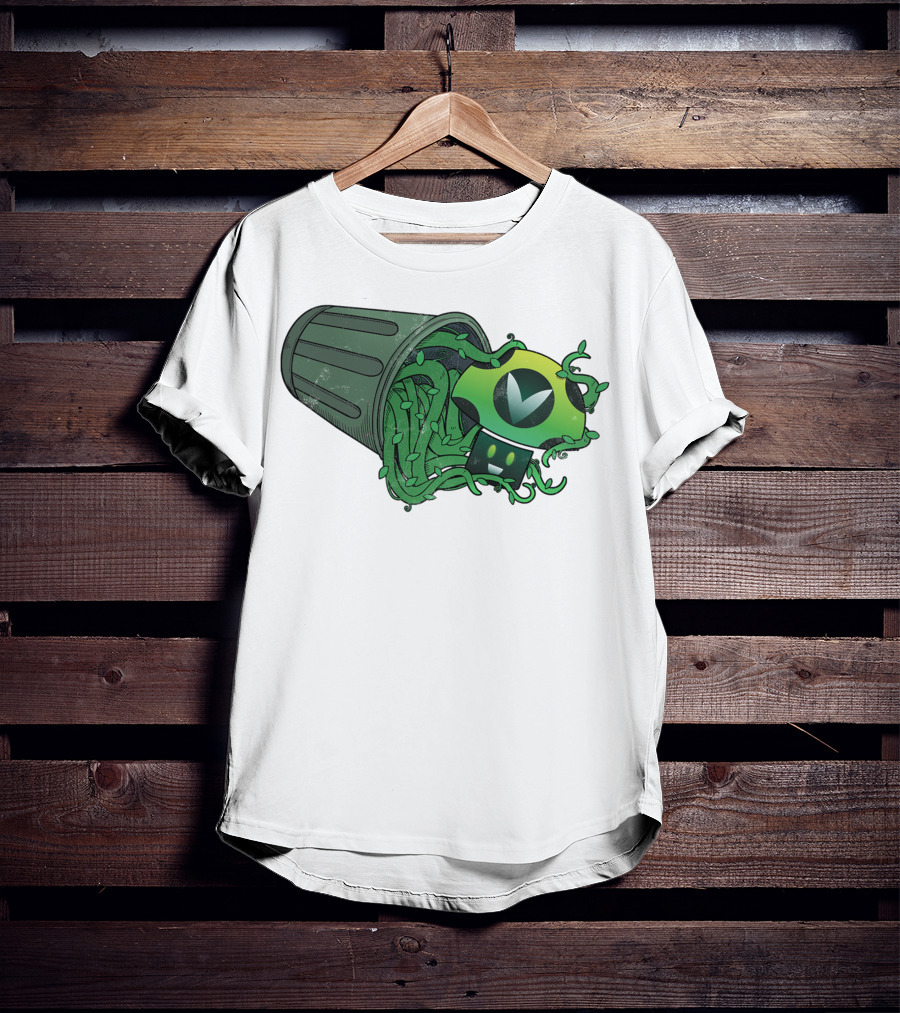 Vinesauce Trash Can With Green Goo And Controller T-Shirt