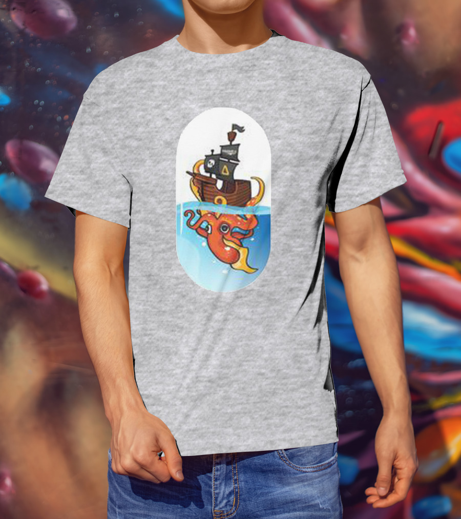 A For Adley Pirate Ship And Orange Octopus Adventure T-Shirt