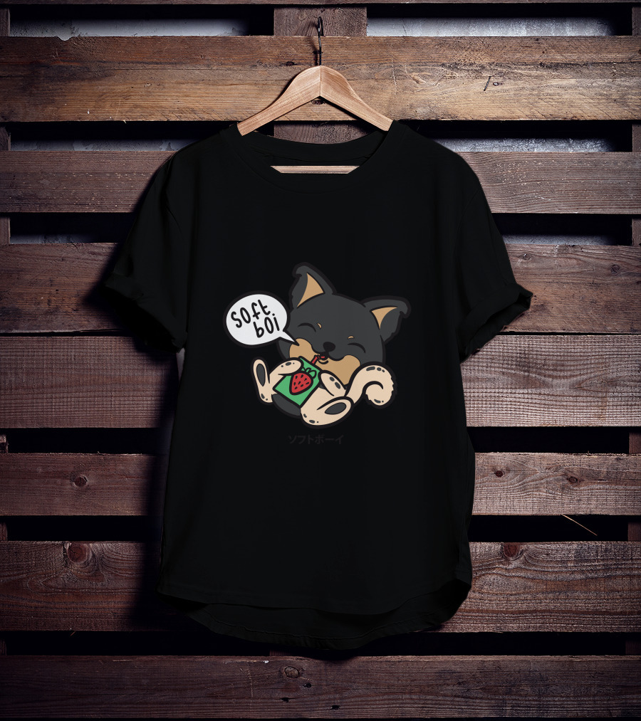 Soft Boi Crankgameplays Merch Spencer Dog Strawberry Drink Japan Text T-Shirt