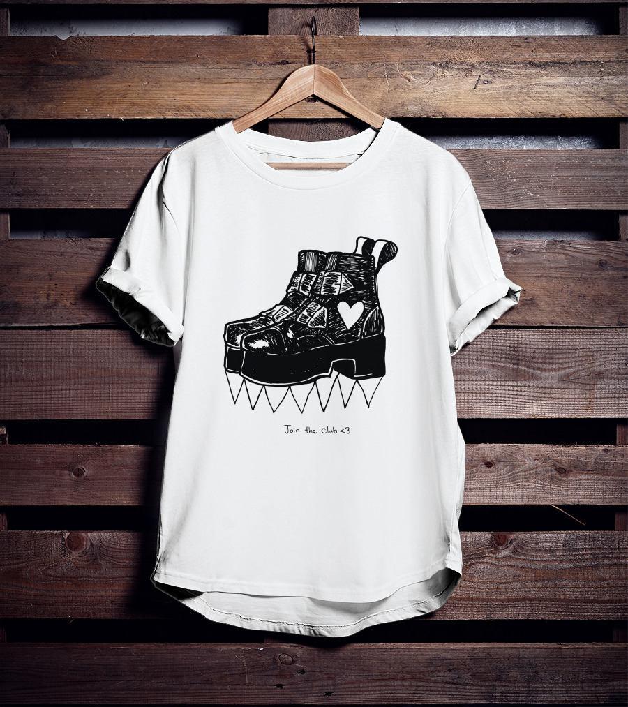Join The Club Deathstud Boots Merch Heart Platform T-Shirt