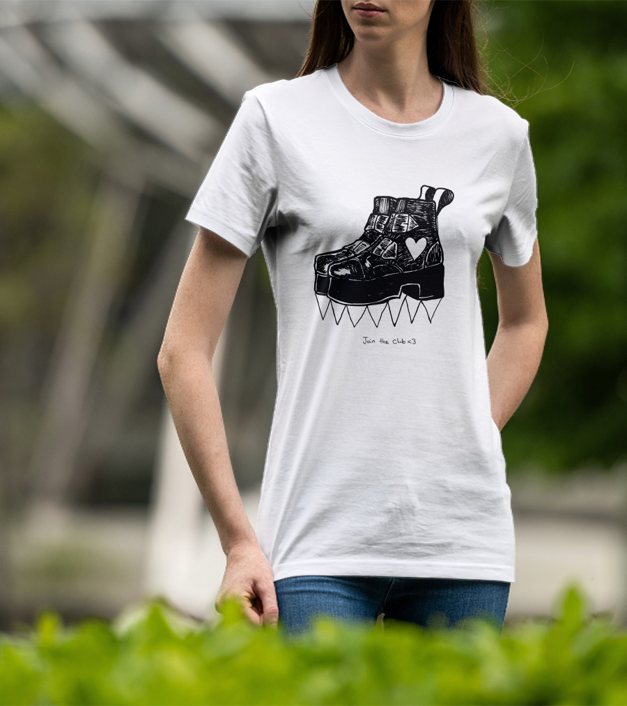 Join The Club Deathstud Boots Merch Heart Platform T-Shirt