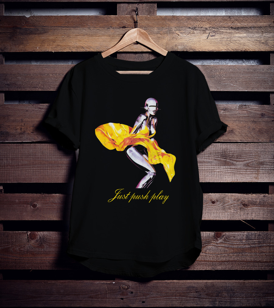 Brody Jenner Aerosmith 2001 Just Push Play Yellow Robotic Figure T-Shirt