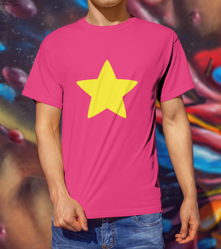 Steven Universe Yellow Star On Pink Background Cosplay T-Shirt