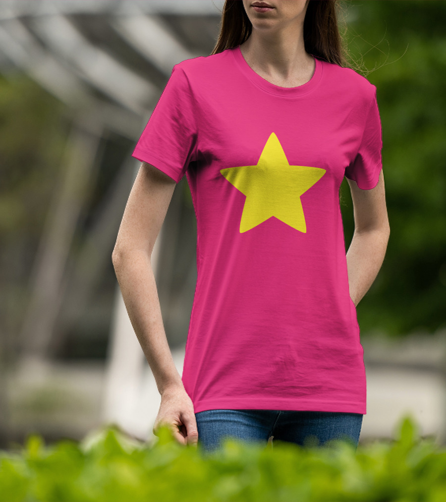 Steven Universe Yellow Star On Pink Background Cosplay T-Shirt