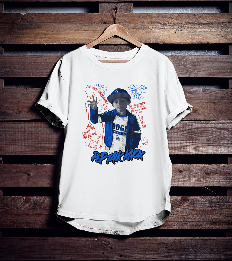 Los Angeles Dodgers Baseball Fireworks Pep Talk Knox Attack Lunch No Mercy T-Shirt