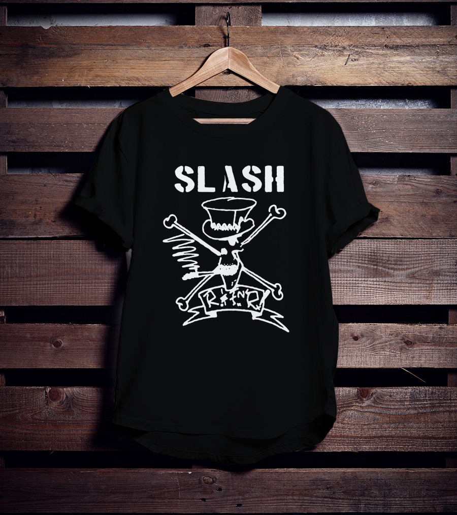 Slash Crossbones R N' R Skull Top Hat T-Shirt