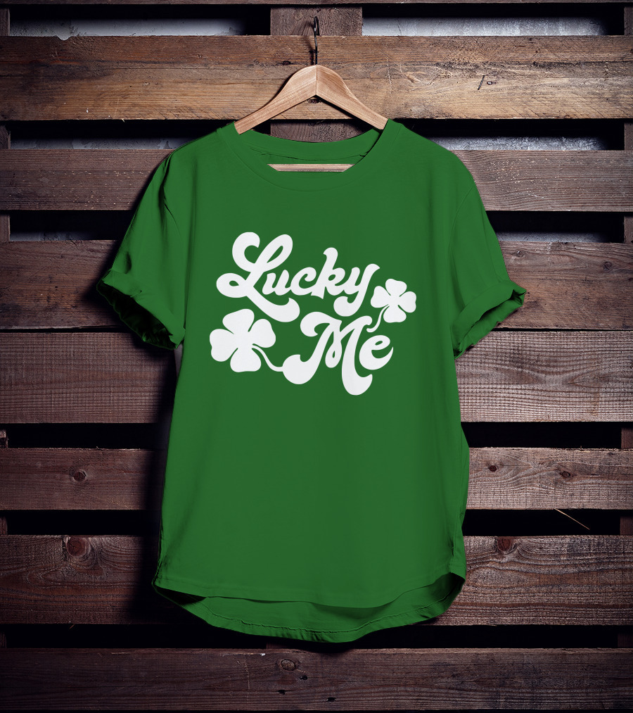 Charlie Hustle Lucky Me St Patrick's Day Green Shamrock T-Shirt