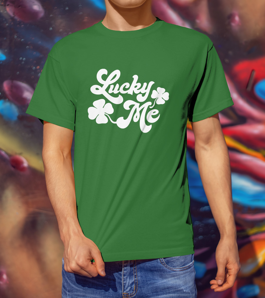 Charlie Hustle Lucky Me St Patrick's Day Green Shamrock T-Shirt