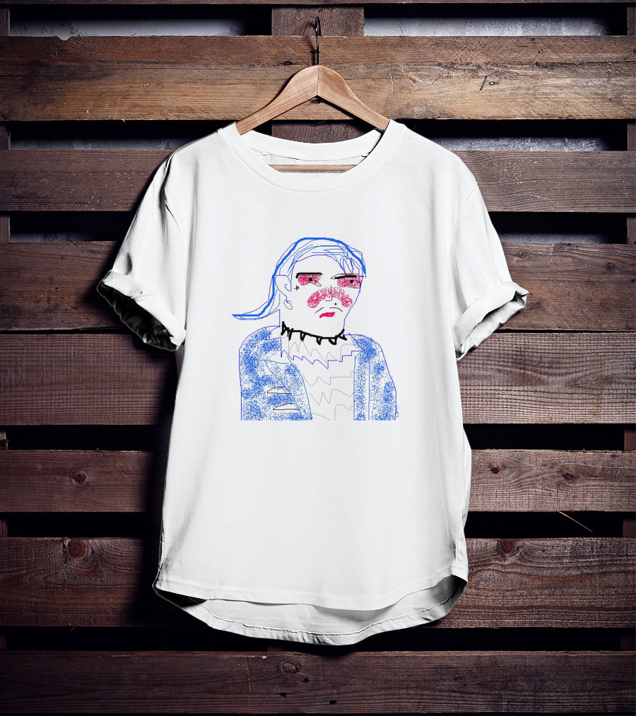 Flamboyant Shitty Ms Paint Dorian Electra Blue Jacket Red Cheeks Choker T-Shirt