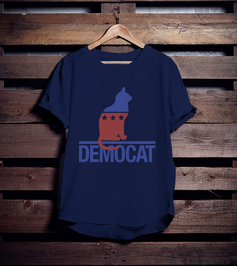 Democat Democrat Cat Political Stars Patriot T-Shirt