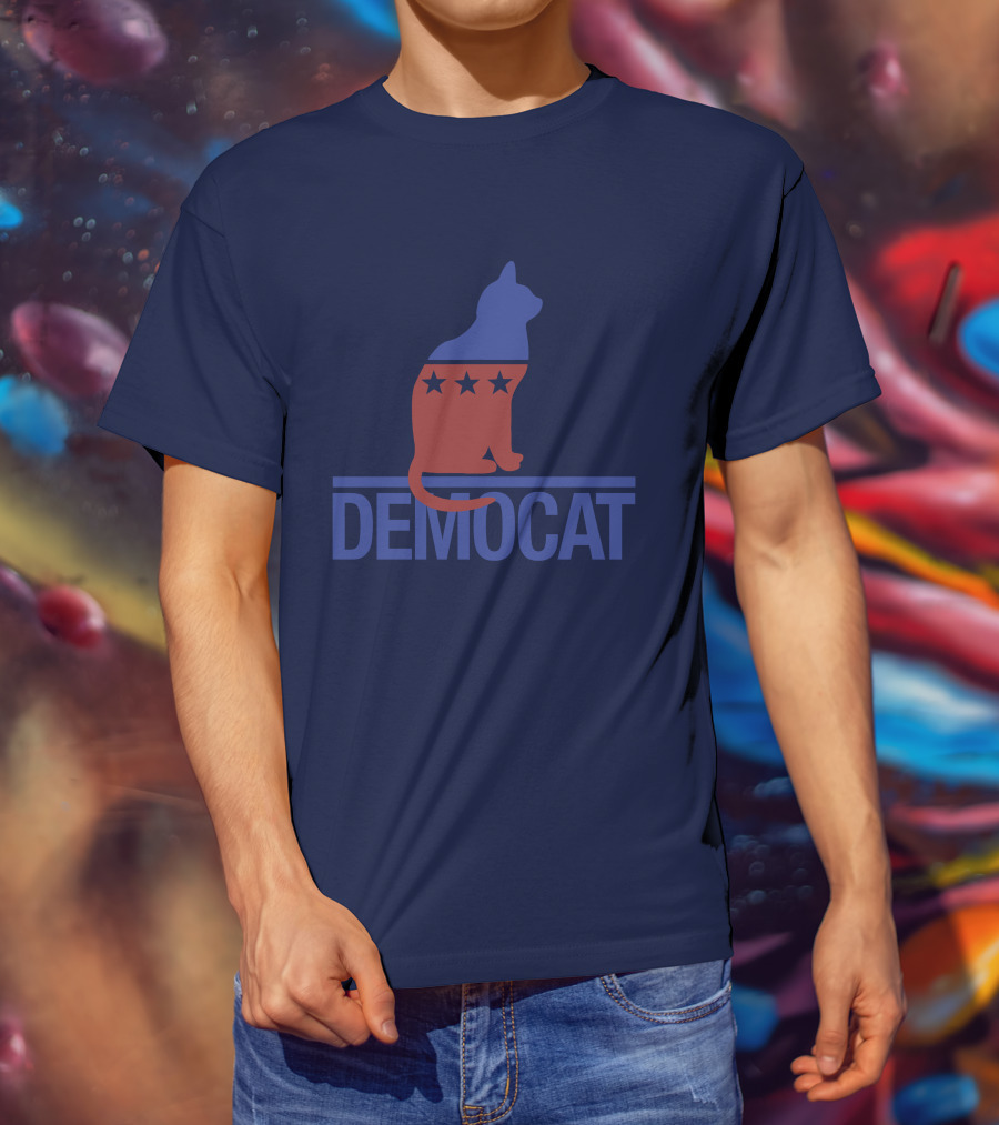 Democat Democrat Cat Political Stars Patriot T-Shirt