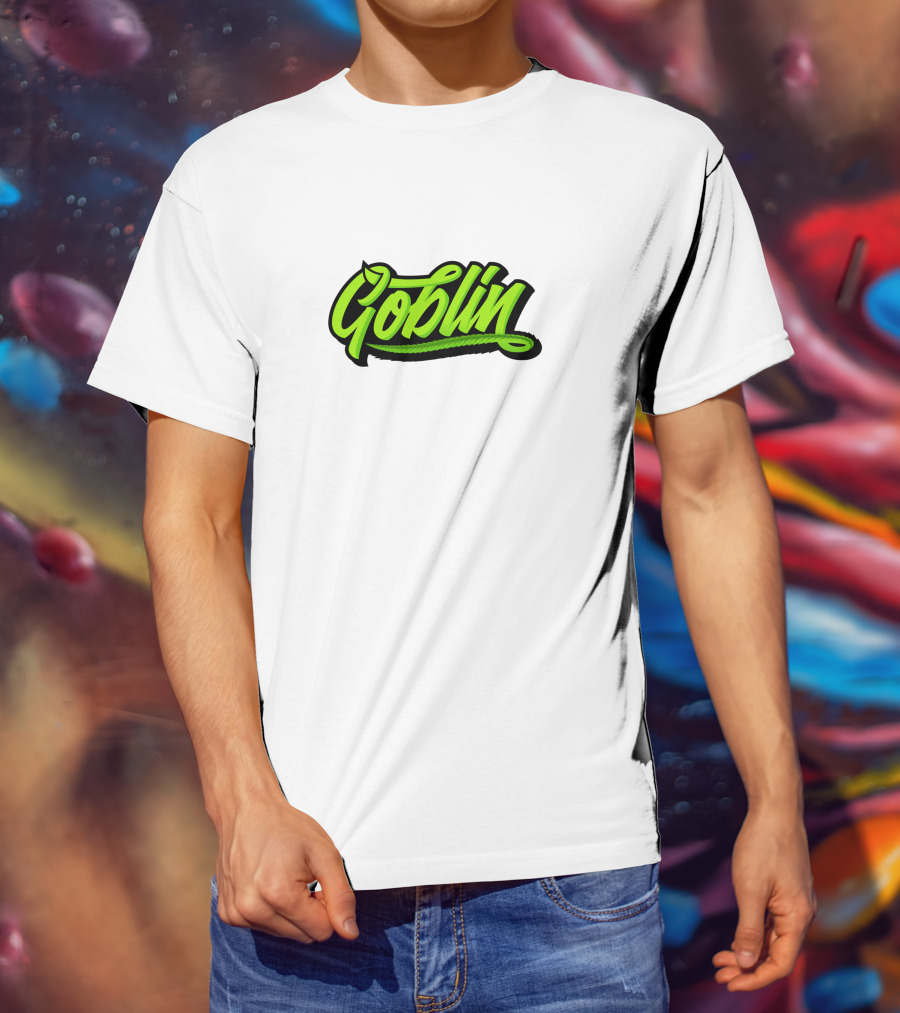 Goblin Merch Logo Graphic Bold Green Script T-Shirt