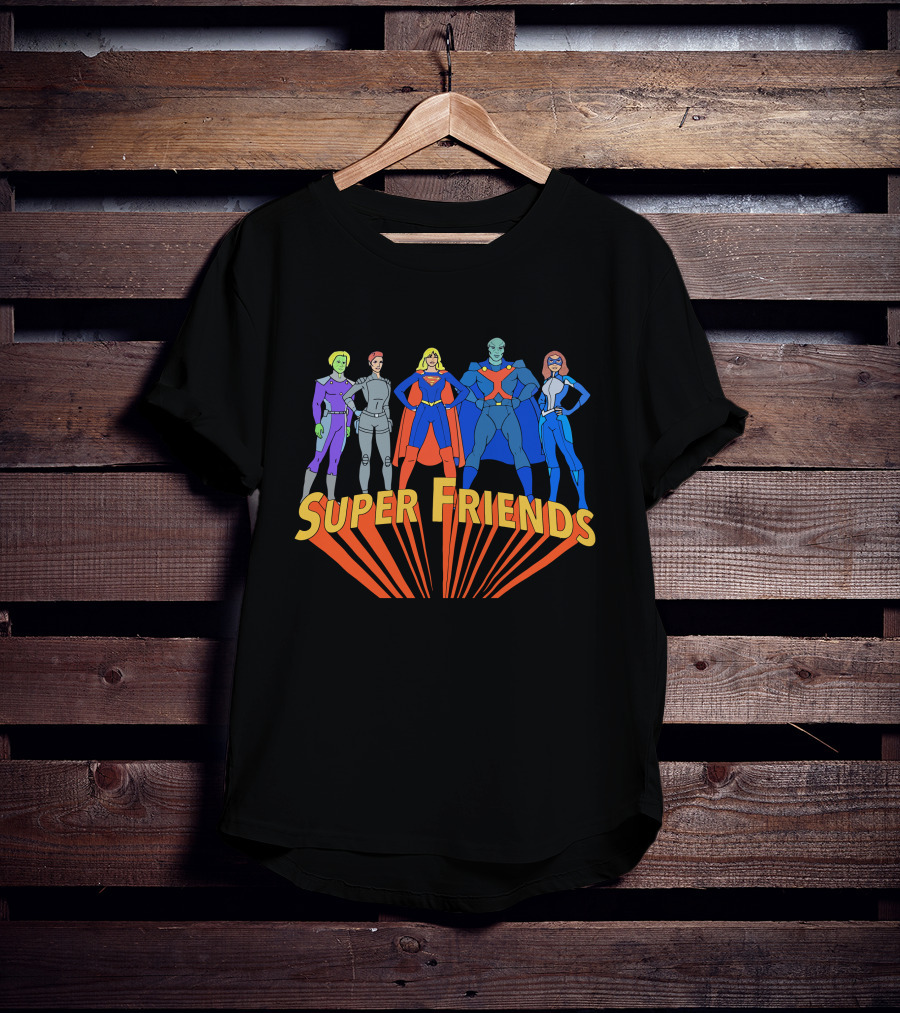 Super Friends Supergirl And Superheroes Team T-Shirt