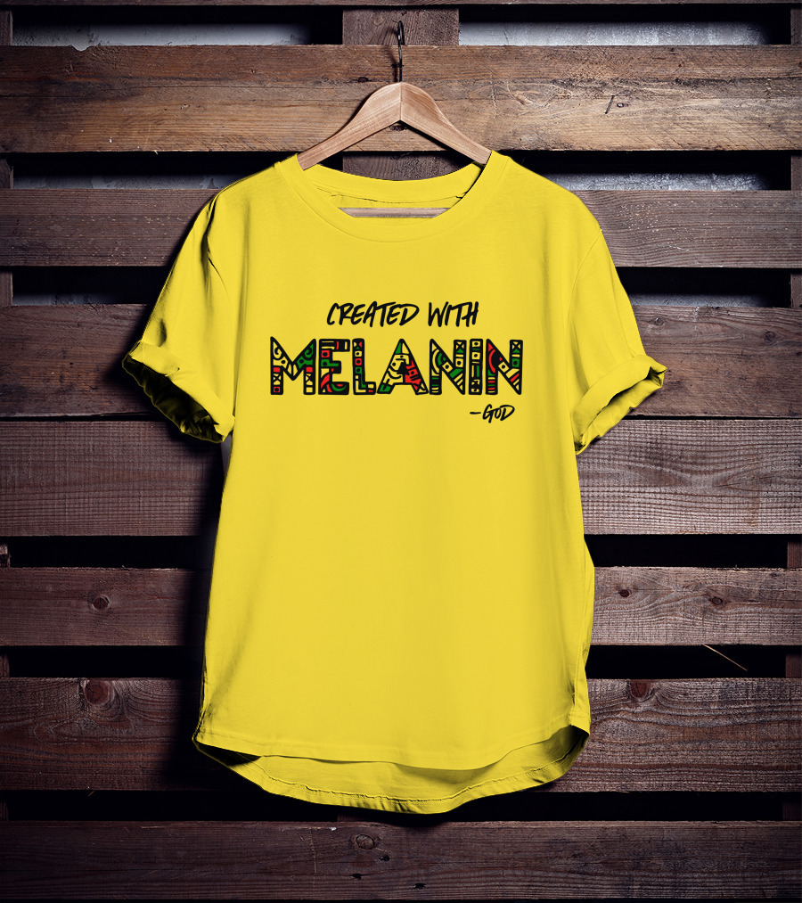 Created With Melanin God African Pattern Empowerment T-Shirt