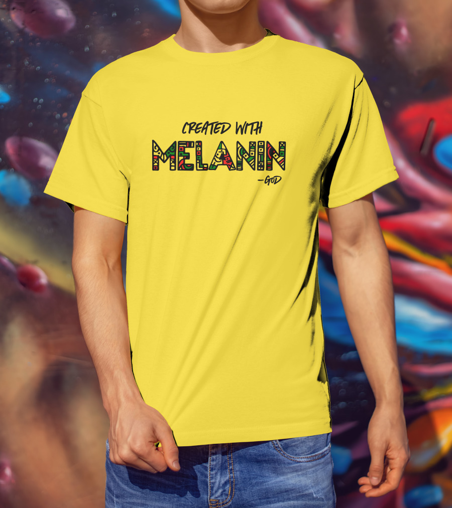 Created With Melanin God African Pattern Empowerment T-Shirt