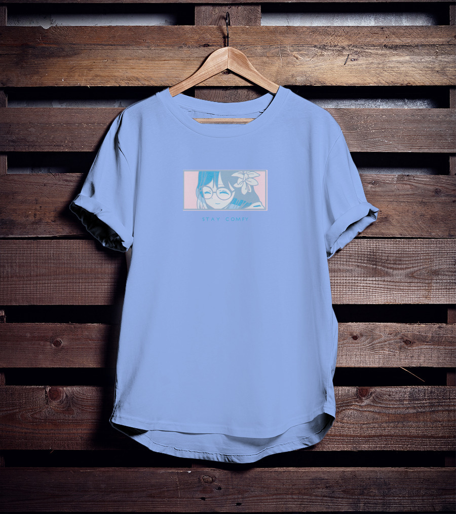 Stay Comfy Lilypichu Merch Window Blue T-Shirt