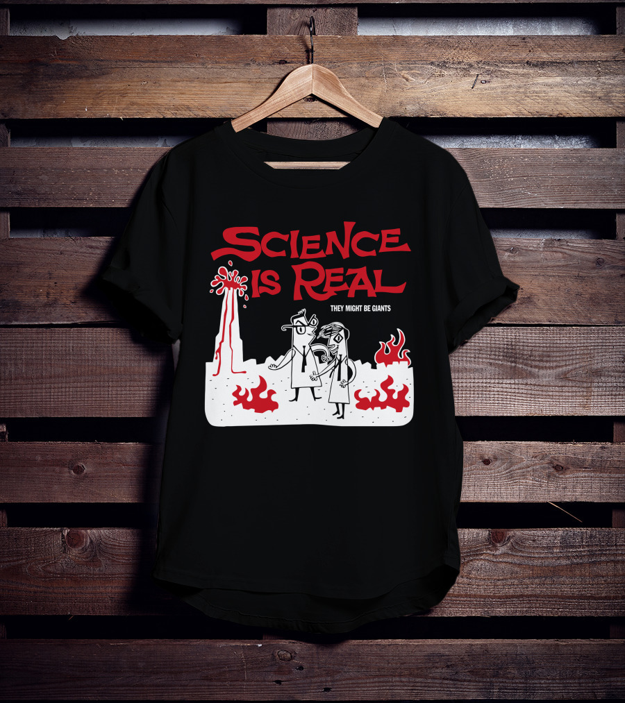 Science Is Real They Might Be Giants Volcanic Cartoon Scene T-Shirt