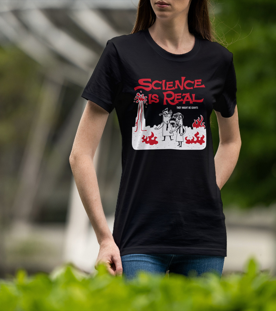 Science Is Real They Might Be Giants Volcanic Cartoon Scene T-Shirt