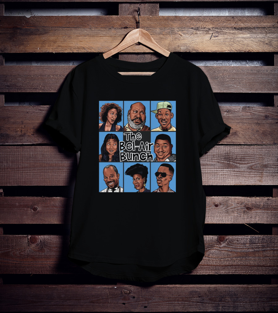 The Bel Air Bunch Characters In Comic Style Grid T-Shirt