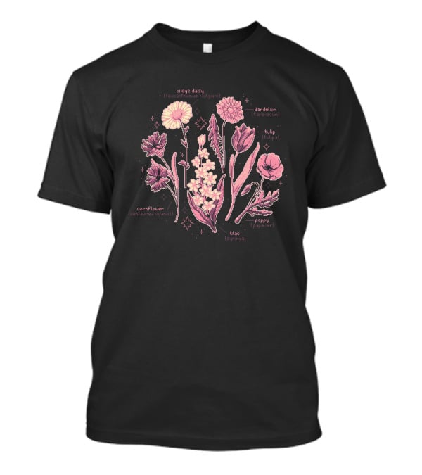 Snifferish Merch Botany Oxeye Daisy Dandelion Tulip Cornflower Poppy Lilac T-Shirt